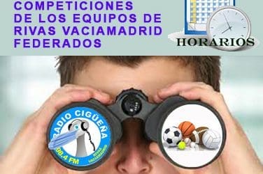 HORARIOS DE 219 EVENTOS DE COMPETICIONES FEDERADAS DE LOS EQUIPOS DE RIVAS VACIAMADRID PARA LOS DÍAS 21 Y 22 DE FEB. 2026